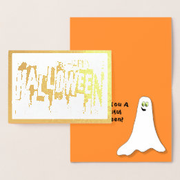 Cartão Metalizado Elegante resumo BOO-tiful Feliz Halloween