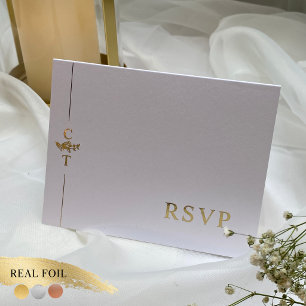 Cartão Metalizado Elegante RSVP de Casamento Dourado Doblado