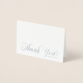 Cartão Metalizado Elegante Silver Obrigado Foto de Caligrafia de Cas