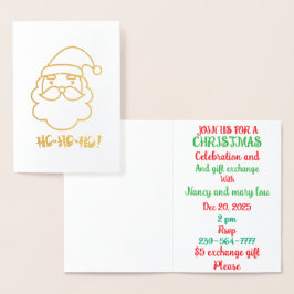 Cartão Metalizado Encontre natal e troque de presentes