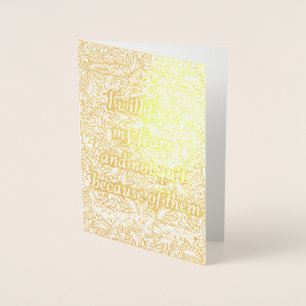 Cartão Metalizado Enfrentarei os meus receios - de uma citação posit