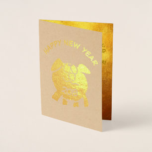 Cartão Metalizado Engraçado 2 Cartoons Ano Zodiac Aniversário Luxury