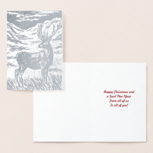 Cartão Metalizado Escocês Deer Stag em Snowy Highland Glen Impressão