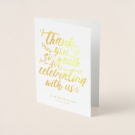 Cartão Metalizado Escrita Encantadora De Pincel Obrigado Foto De Cas