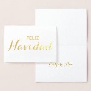 Cartão Metalizado Escrita legista de Natal espanhol Feliz Navidad A