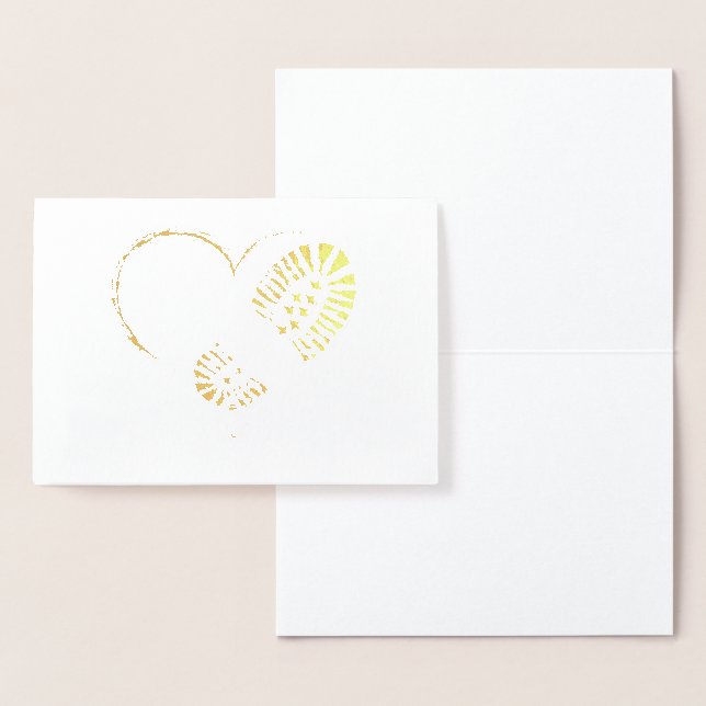 Cartão Metalizado esmagar coração dourado folha (Exibição)