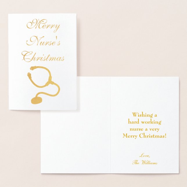 Cartão Metalizado Estetoscópio de Enfermeira Natal (Exibição)