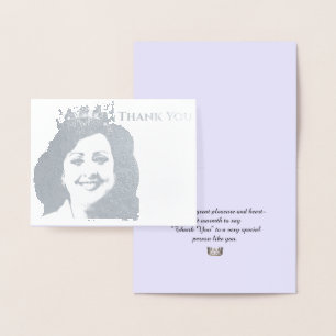 Cartão Metalizado Estilo Miss EUA Foil Crown com Saudação Fotográfic