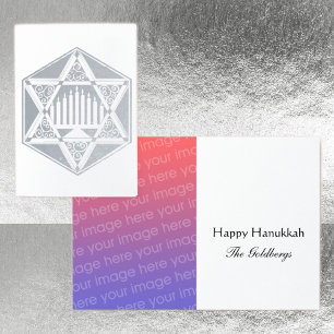 Cartão Metalizado Estrela de Davi em prata elegante foto de Hanukkah