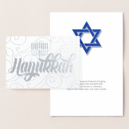 Cartão Metalizado Estrela de David Modern Hanukkah Silver