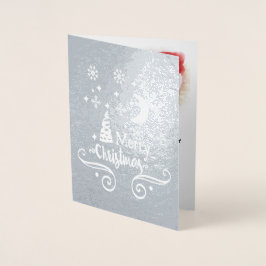 Cartão Metalizado Estrelas, Lua, Flocos de neve, Prata de Natal, ZSS