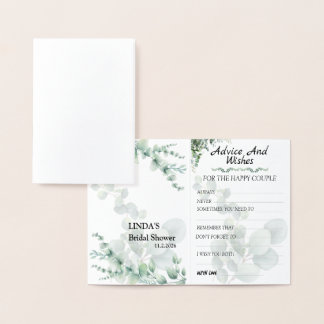 Cartão Metalizado Eucalyptus Modern Wedding Advice and Wishes