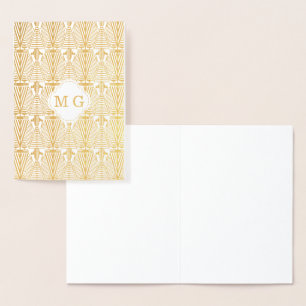 Cartão Metalizado Excelente Dourado Gatsby Art Deco Monograma