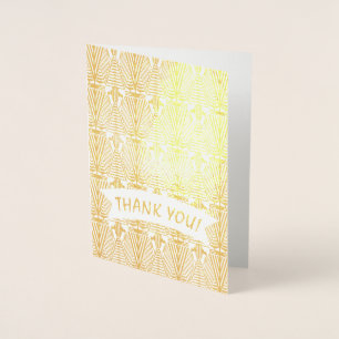 Cartão Metalizado Excelente Dourado Gatsby Art Deco Obrigado