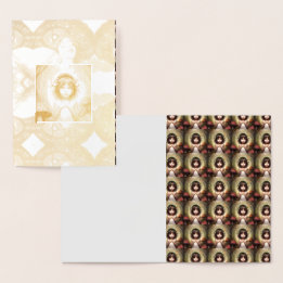 Cartão Metalizado fada de cogumelos vintage