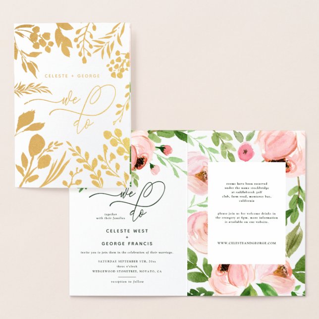 Cartão Metalizado Fazemos a cor d'água floral e o casamento de folha (Exibição)