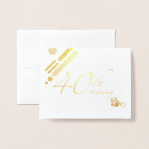 Cartão Metalizado Feliz 40º Aniversário Pássaros do Mod