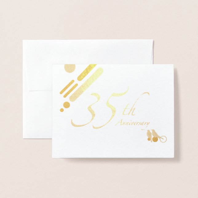 Cartão Metalizado Feliz aniversário de 35 anos Pássaros do Mod (Frente com envelope)