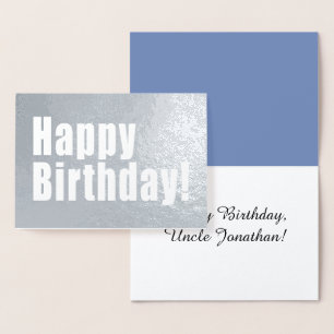 Cartão Metalizado Feliz Aniversário do Decor Silver com Texto Perso