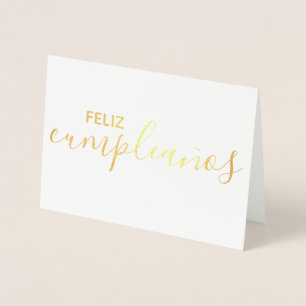 Cartão Metalizado Feliz Aniversário do Espanhol Elegante Feliz Cump