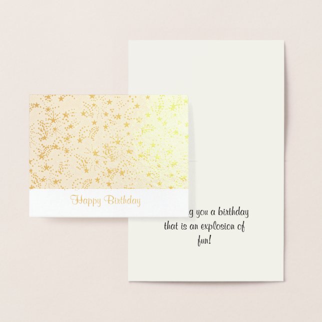 Cartão Metalizado Feliz aniversário, estrelas e fogos de artifício (Display)