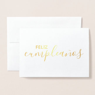 Cartão Metalizado Feliz Aniversário Feliz Espanhol Elegante