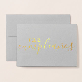 Cartão Metalizado Feliz Aniversário Feliz Espanhol Elegante