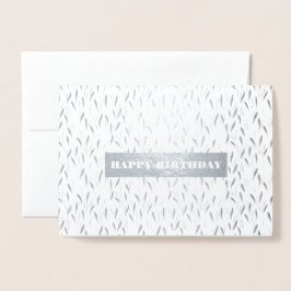 Cartão Metalizado Feliz aniversário. Luxo Botânico de Aquarela