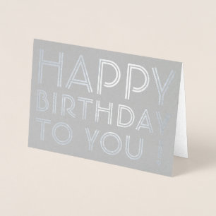 Cartão Metalizado "Feliz Aniversário Para Você!" Em Branco Por Dentr