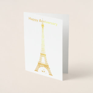 Cartão Metalizado Feliz Aniversário Paris Eiffel Tower Foil Card