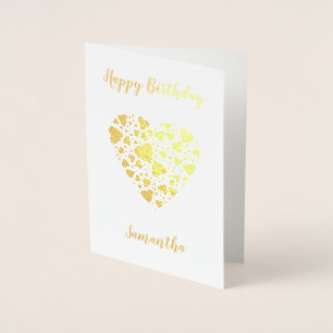 Cartão Metalizado Feliz Aniversário Personalizado Dourado