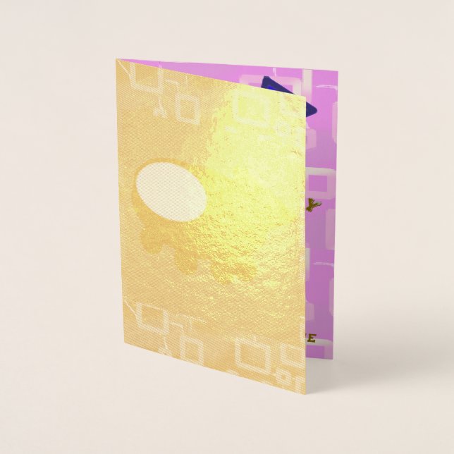 Cartão Metalizado Feliz aniversário Puppy Spaceship Chef Ducky Pink (Frente)