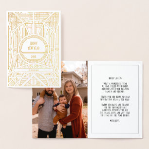 Cartão Metalizado Feliz ano novo de fotos Elegante art deco