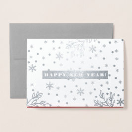 Cartão Metalizado Feliz ano novo. Foto personalizada luxo