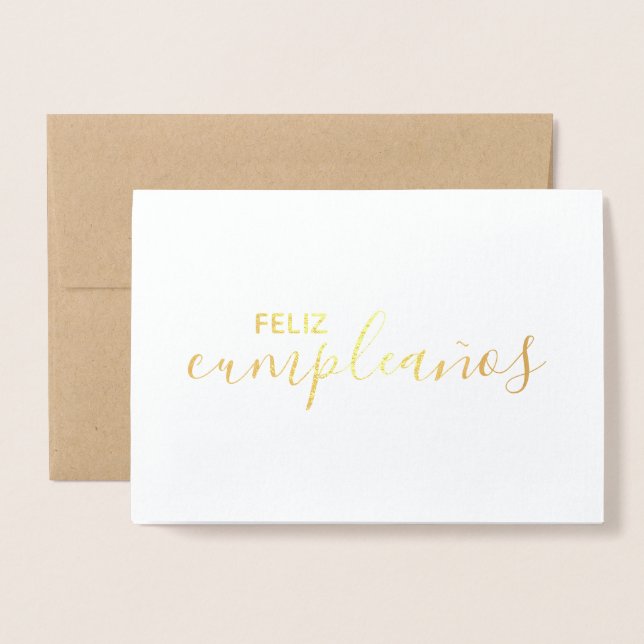 Cartão Metalizado Feliz Cumpleaños Elegant Spanish Happy Birthday (Frente com envelope)