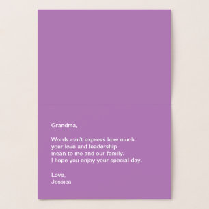 Cartão Metalizado Feliz Dia de as mães Para Minha Avó Elegante Doura