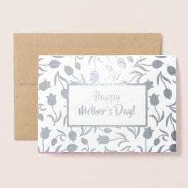 Cartão Metalizado Feliz Dia de as mães. Tulip Painting Luxury