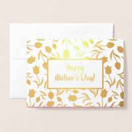 Cartão Metalizado Feliz Dia de as mães. Tulip Painting Luxury