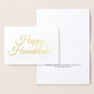 Cartão Metalizado Feliz Hanukkah elegante costume de tipografia de s