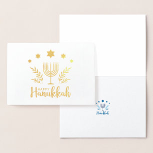 Cartão Metalizado Feliz Hanukkah Menorah