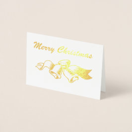 Cartão Metalizado Feliz Natal com Bells e Fita