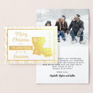 Cartão Metalizado Feliz Natal da Foto do Estado de Louisiana