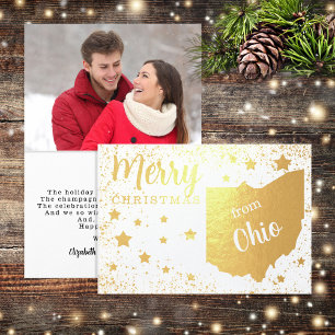 Cartão Metalizado Feliz Natal da Foto do Estado de Ohio