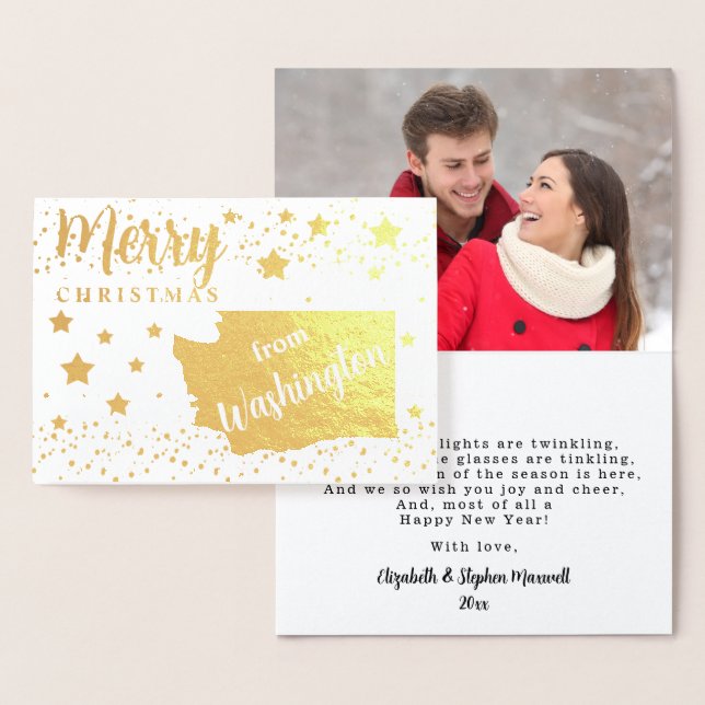 Cartão Metalizado Feliz Natal da Foto do Estado de Washington (Exibição)