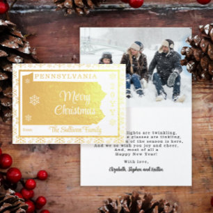 Cartão Metalizado Feliz Natal do Estado da Pensilvânia Foto