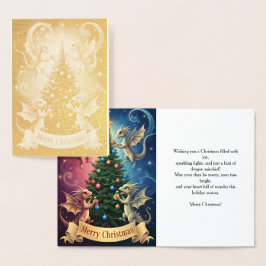 Cartão Metalizado Feliz Natal dos Dragões de Enfeite
