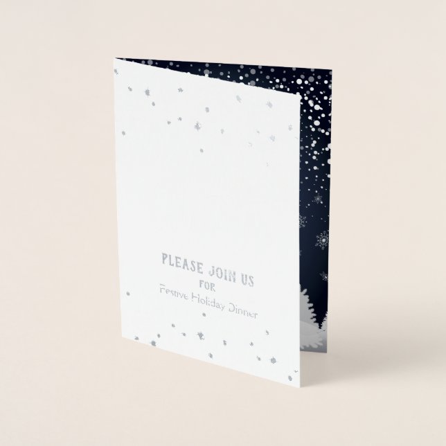 Cartão Metalizado Feliz Natal e Feliz ano novo! 2026 Neve de inverno (Frente)