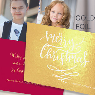 Cartão Metalizado Feliz Natal - Escrita Clássica Moderna da Caligraf