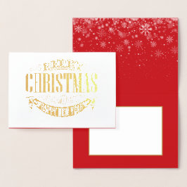 Cartão Metalizado Feliz Natal Feliz Ano Novo Elegante Dourado