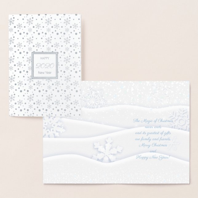 Cartão Metalizado Feliz Natal & feliz ano novo! Neve 2020 do XMAS (Exibição)